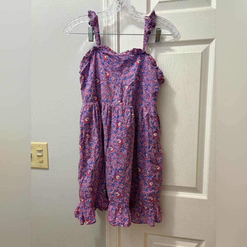 Vineyard Vines Girls Smocked Ruffle Dress Katama Tile Purple Large 12/14